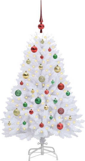  Kunstig sammensatt juletre med 150 LED Hvit 120 cm PVC og Stål