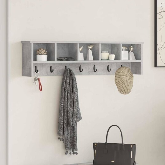  Vegghengt kleshenger Betonggrå 100 x 16 x 26 cm Konstruert tre