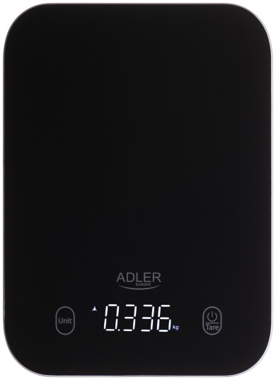 Adler AD3181 Kjøkkenvekt med LED-skjerm - 10 kg, inkl. batterier - Svart