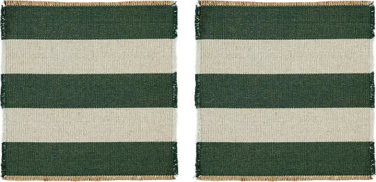 Noble House Place Mat Jute Stripe 2-P - Green - 38X38CM x 38