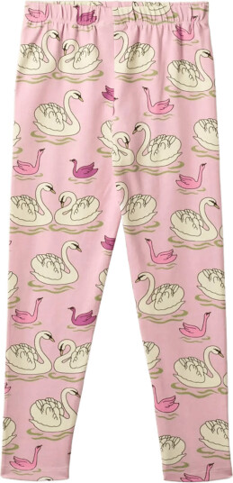 Småfolk Gala Leggings With Swans Pink 98 104