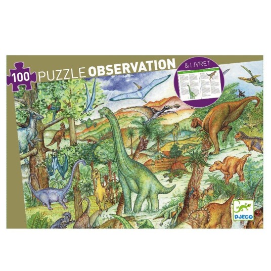 Djeco Observasjonspuslespill m. 100 brikker Dinosaur