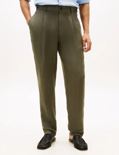 Tommy Hilfiger Dc Gmd Linen Pants   Khaki green   32 x 32