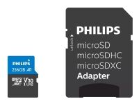 Philips Ultra Pro FM25MP65B - Flashminnekort (SD-adapter inkludert) - 256 GB - A1 / Video Class V30 / UHS-I U3 / Class10 - microSDXC Philips Ultra Pro FM25MP65B - Flashminnekort (SD-adapter inkludert) - 256 GB - A1 / Video Class V30 / UHS-I U3 / Class10 - microSDXC