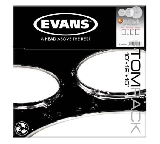 Evans Etp-G2ctd-R Tom Pack Genera G2 Coated Rock 10, 12, 16 Evans Etp-G2ctd-R Tom Pack Genera G2 Coated Rock 10, 12, 16