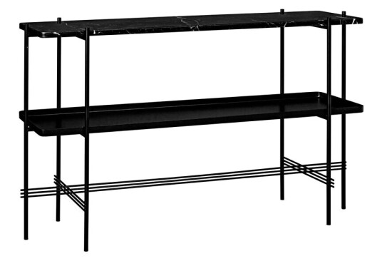 Gubi TS Console 2 konsollbord black marquina marble, sort stativ, med brett Gubi TS Console 2 konsollbord black marquina marble, sort stativ, med brett