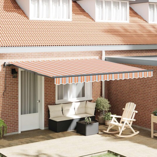 Automatisk Uttrekkbar Markise Flerfarget Stripe 400x350 cm
