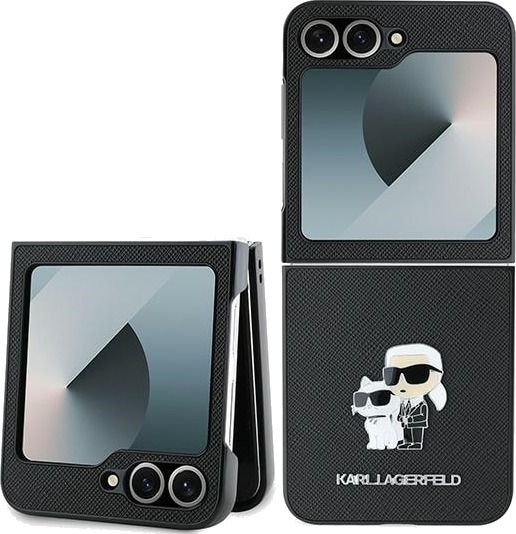 Karl Lagerfeld Saffiano Metal Pin Mobildeksel for Samsung Galaxy Z Flip 6 - Svart
