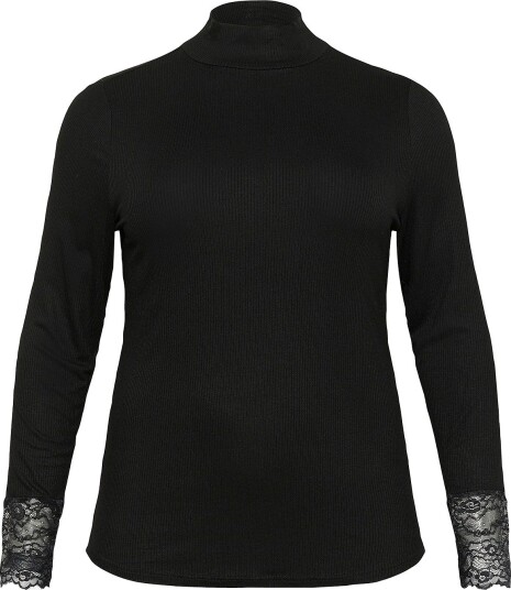 KAFFE Curve Polohals KComia Turtleneck T Shirt Svart KAFFE Curve Polohals KComia Turtleneck T Shirt Svart