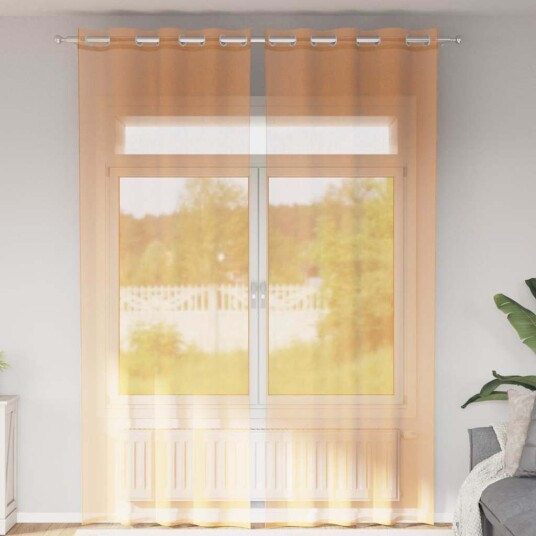  Voilegardiner med grommets 2 stk oransje 140x260 cm 8721158551092