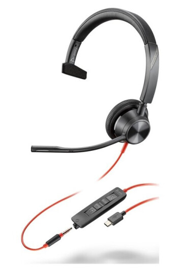 Poly Blackwire 3315 - Blackwire 3300 Series - Hodesett - On-Ear - Kablet - 3,5 Mm Jakk, Usb-C - Svart - Uc-Sertifisert