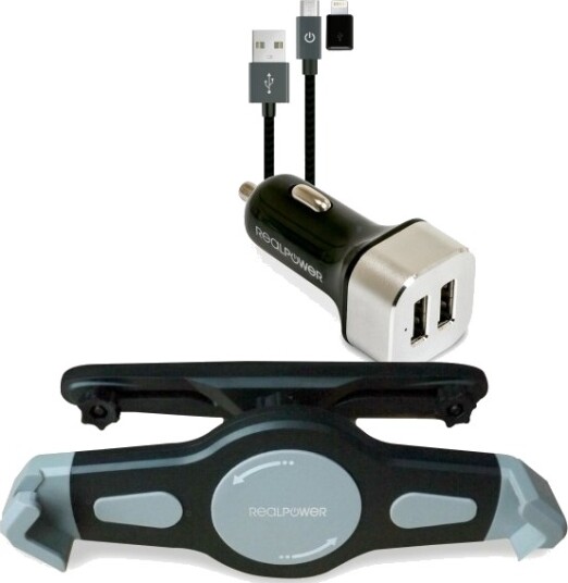 Realpower Tablet Car Set Zubehoer Set Fuer Tablets Plate / Umpc Aktiv Holder Bil Sort Sølv