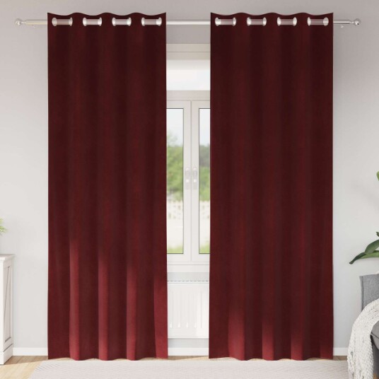  Gardiner med gardiner 2 pcs Vinrød 140 x 260 cm Fløyel