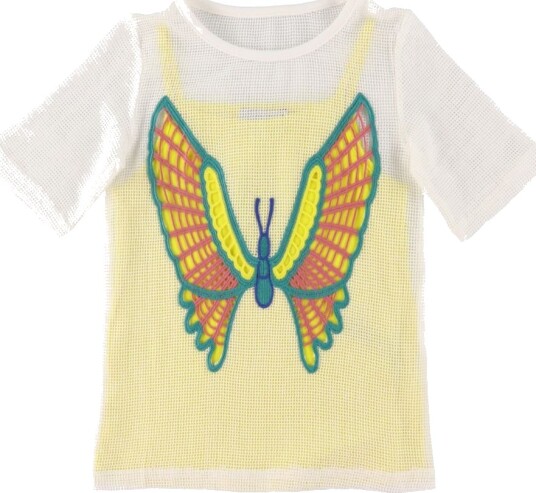 Stella McCartney Kids Kjole Heklet Hvit/Gul m. Sommerfugl Stella McCartney Kids 12 år 152 Kjole