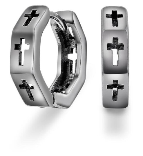 Alexander Cross øreringer i stål med kors Alexander Cross øreringer i stål med kors