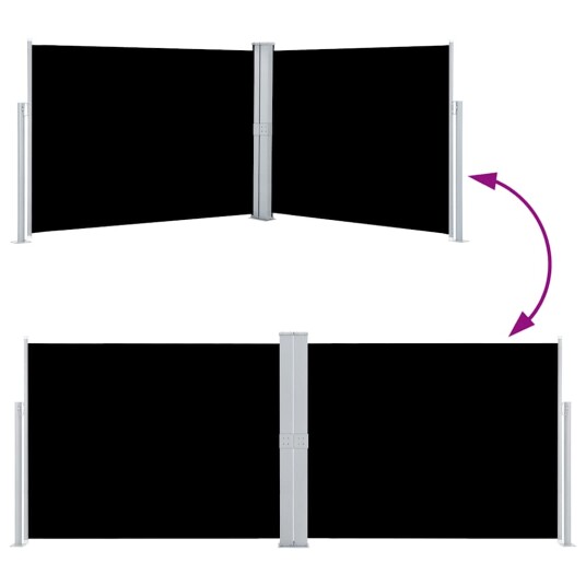 vidaXL Uttrekkbar sidemarkise 140x1000 cm svart