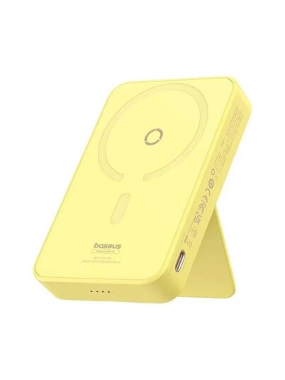 Powerbank Baseus Os-Baseus Magpro Magnetic Bracket Wireless Fast-Charging Power Bank 5000Mah 20W Lemon Yellow (With Simply Series Charging Cable Type-C To Type-C (20V/3A) 30Cm White)
