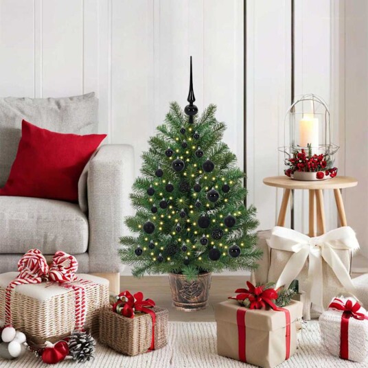 Kunstig juletre med 150 LED med stativ grønn 95 cm PE og PVC