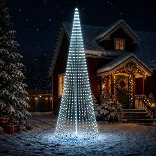 vidaXL LED juletre 470 cm 1504 LED-lys Kaldhvit Stål Grønn
