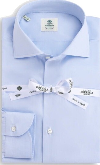 Luigi Borrelli Dress shirt 45 blå herre