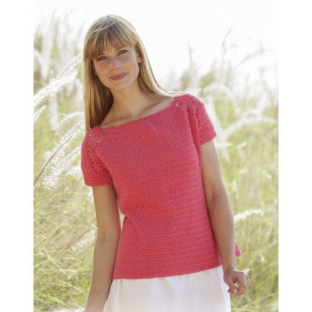 Warm Apricot by DROPS Design Topp Hekleoppskrift str S XXXL