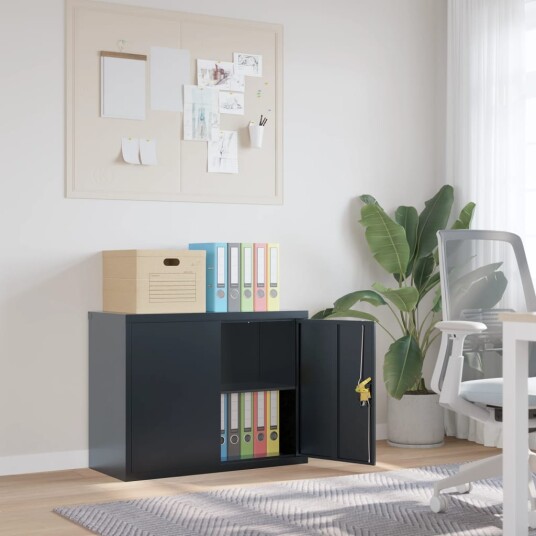 Arkivskap antrasitt 90x40x70 cm stål