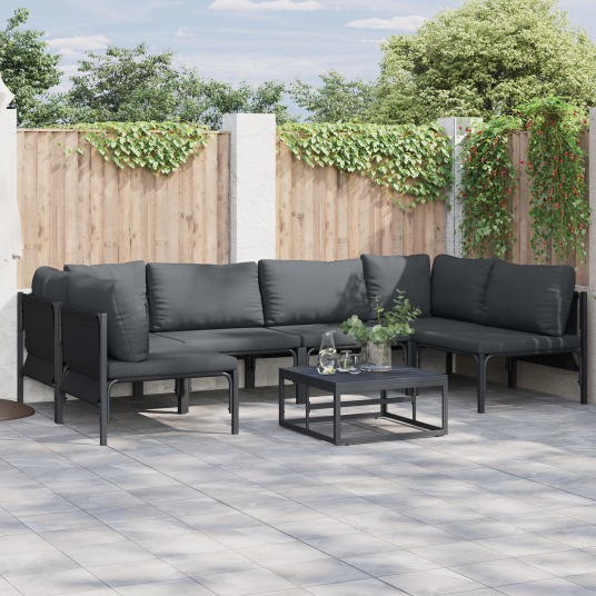 Hagesofa Set 7 pcs Antrasitt Stål Hagesofa Set 7 pcs Antrasitt Stål
