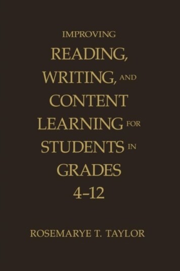 Improving Reading Writing and Content Learning for Students in Grades 4 12
