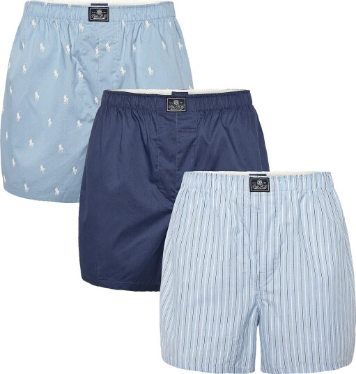 Polo Ralph Lauren Cotton Boxer 3 Pack   3PK BLUWHT ST/LTN   L