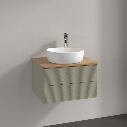 Villeroy & Boch Antao Servantskap med 2 skuffer 60x50x36 cm m/lys Steingrå/Eik Villeroy & Boch Antao Servantskap med 2 skuffer 60x50x36 cm m/lys Steingrå/Eik