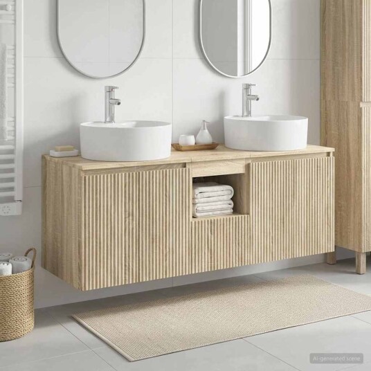 vidaXL Baderomsskapsett 3 stk. Sonoma eik 49,5 x 44,5 x 65 cm