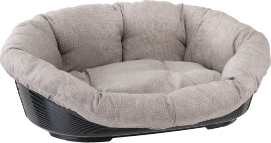 Sett Med Ferplast Siesta Deluxe-Kurv Og Beige Tweed Sofa Størrelse 4: L 61.5 X B 45 X H 21.5 cm
