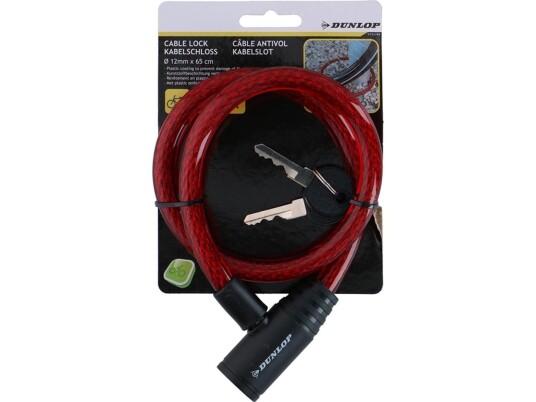 Dunlop - Spiral Sykkellås 65 Cm (Rød) Dunlop - Spiral Sykkellås 65 Cm (Rød)