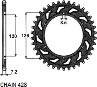 Kjedehjul SUNSTAR 1 2502 57 Kjedehjul SUNSTAR 1 2502 57