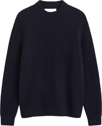 Gant Textured Cotton Wool Mock Neck Navy S