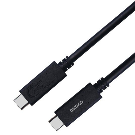 Deltaco USB4 Gen 3 USB-C Kabel 5A EPR 0,8m Svart
