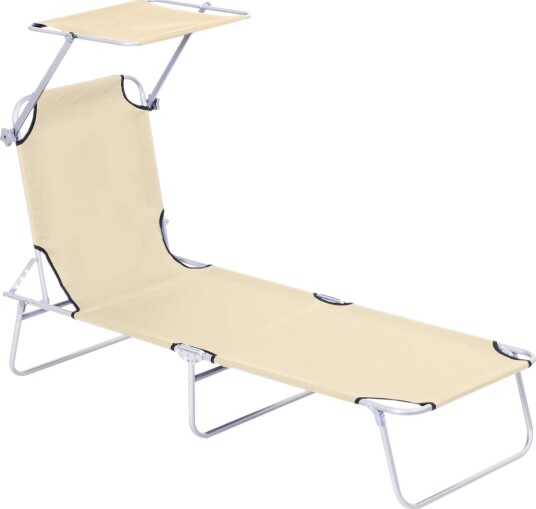 Sammenleggbar solseng med solbeskyttelse beige 187x58x36 cm