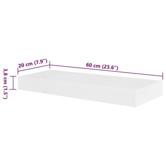 vidaXL Bokhyller hvit MDF 2 stk vidaXL Bokhyller hvit MDF 2 stk