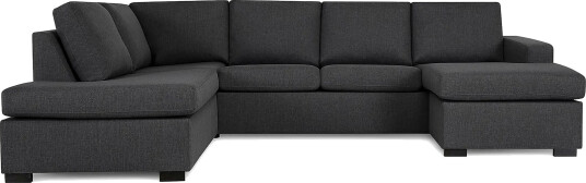 Crazy 4 seters Venstrevendt U formet Large Sofa med Divan og Sjeselong i Stoff Mørk grå