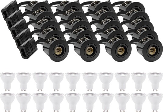 Ledlife 20 stk. innbyggingsspot Inno88 Inkl. 6W RA97 GU10 sort IP44 godkjent isolert Dimbar : Dimbar Kulør : Nøytral Ledlife 20 stk. innbyggingsspot Inno88 Inkl. 6W RA97 GU10 sort IP44 godkjent isolert Dimbar : Dimbar Kulør : Nøytral