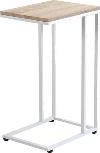 Sidebord med hjul hvitt justerbar høyde 40x30x61 cm