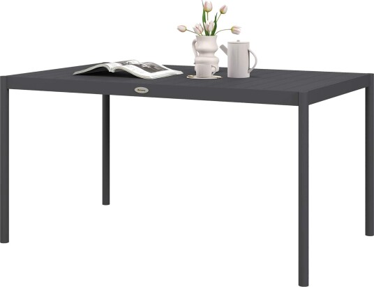 Mørkegrått Aluminium Spisebord for 6 145x90x74 cm