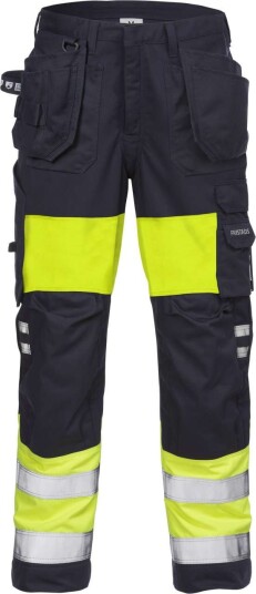 Fristads Flamestat håndverkerbukser høy synlighet dame cl 1 2777 ATHS Hi Vis Gul / Marineblå 34