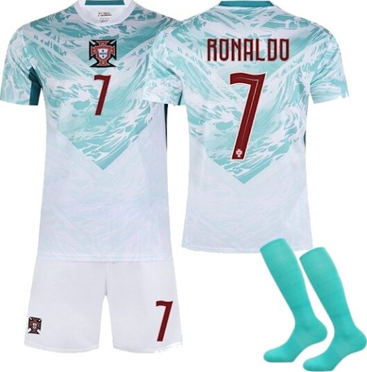 2026 VM Portugal Bortekamp #7 Cristiano Ronaldo Fotballdraktsett for barn/voksne (inkludert sokker)