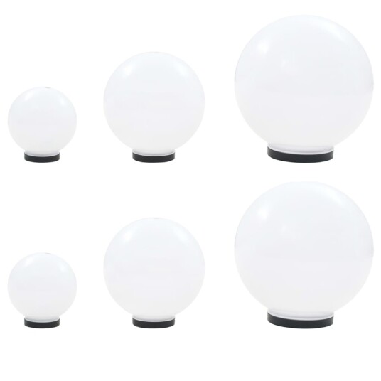 LED kulelamper 6 stk sfærisk 20/30/40 cm PMMA