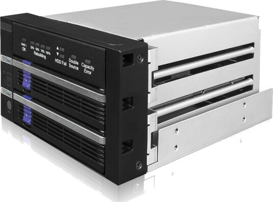 Icy Dock 2X 2.5"/3.5" SATA RAID 1 Harddiskkabinet med 5.25" Innbygging - Blå