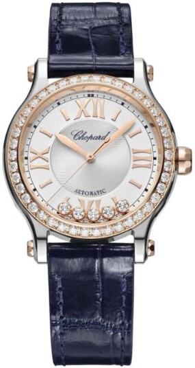 Chopard Dameklokke 278608 6003 Happy Sport Sølvfarget/Lær Ø33 mm