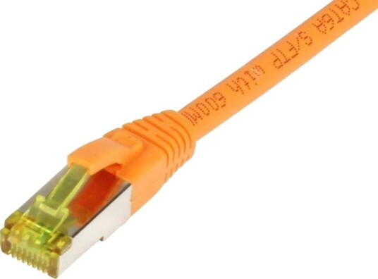 SYNERGY Patchkabel RJ45, CAT6A 500Mhz, 1,0m, orange, S-STP(S/FTP), TPE/LSZH(Ultraflex), AWG26, mit CAT7 Rohkabel, Synergy 21