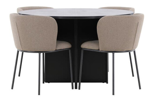 Spisegruppe Venture Home Strada Ø120 cm med 4st Edina Spisestoler