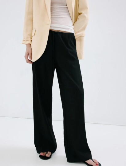 Mango Bow Straight Trousers   Black   XS